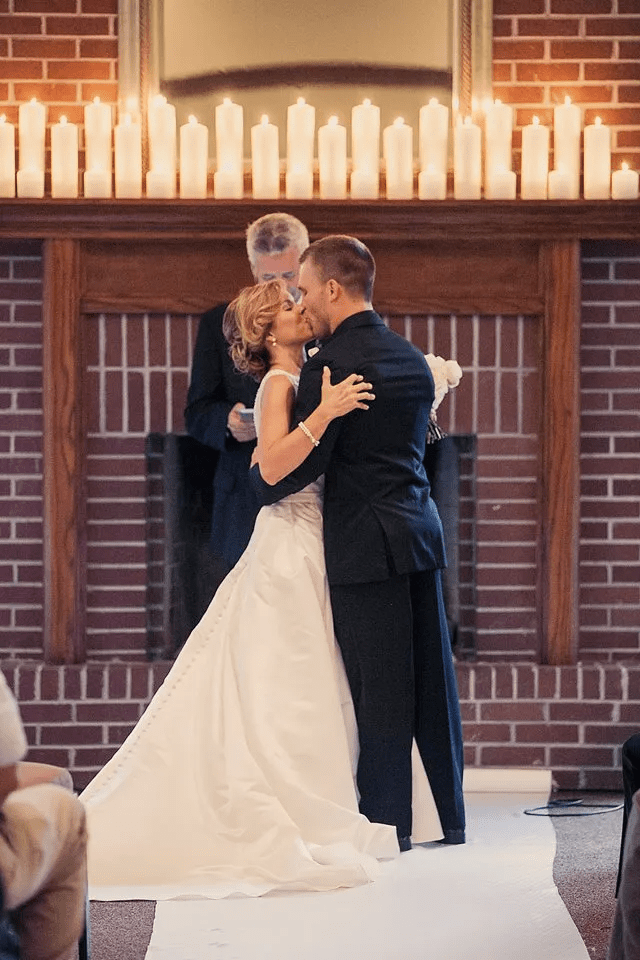 Wedding couple kissing